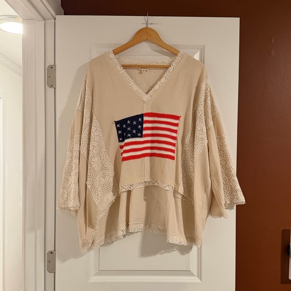 POL Americana Flag Oversized Slouchey Shirt, NWOT, Size M - Picture 6 of 7